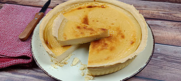 istock close-up of a flan on a table 2037301198