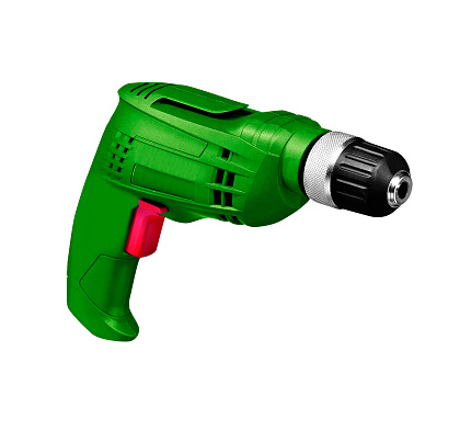 Green screwdriver drill isolated on a white