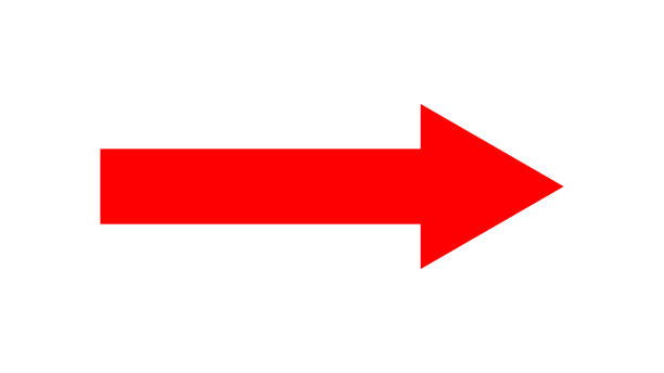 ilustraciones, imágenes clip art, dibujos animados e iconos de stock de arrow icon - rojo