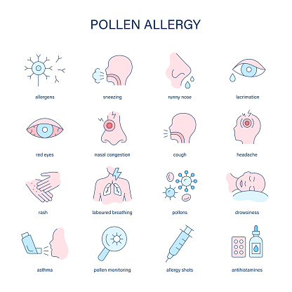 Pollen Allergy vector icons