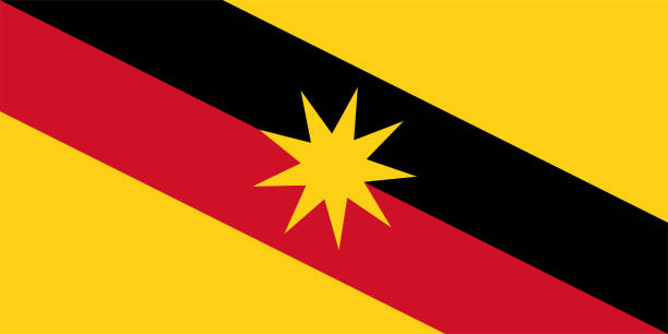 illustrations, cliparts, dessins animés et icônes de drapeau de l’état de sarawak (malaisie) negeri sarawak, ibu pertiwi - sarawak state