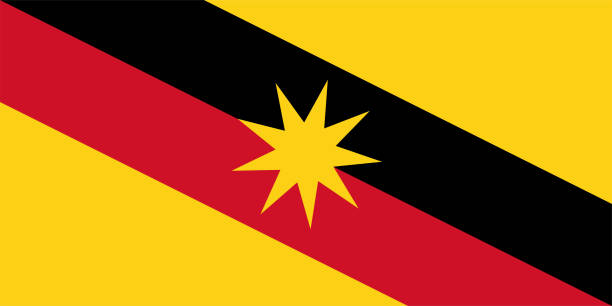 ilustrações, clipart, desenhos animados e ícones de bandeira do estado de sarawak (malásia) negeri sarawak, ibu pertiwi - sarawak state