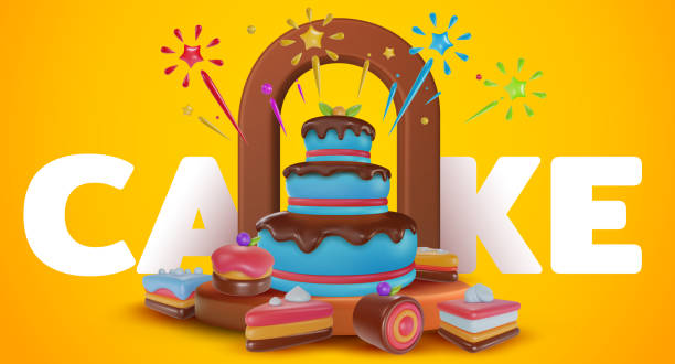 istock 3d realistic sweet bakery composition in bright style. concept art for background banner, poster, flyer. Vector illustration. 2037446465