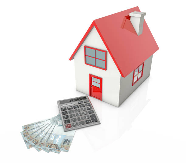 mortgage calculator and brazilian real - house real estate residential structure insurance imagens e fotografias de stock