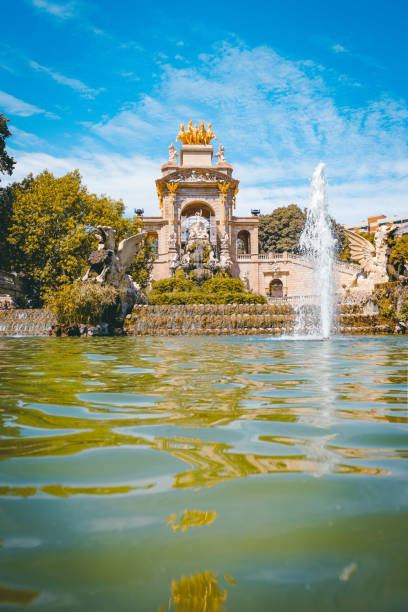 The majestic fountain of the main park of Barcelona