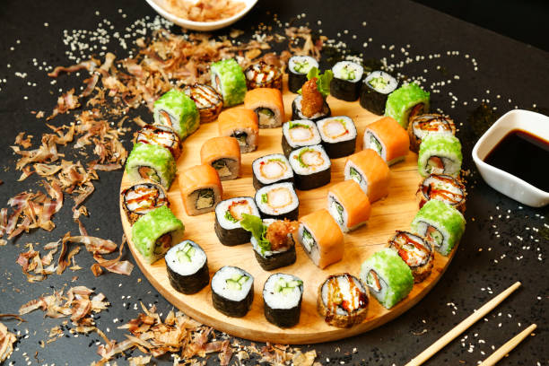 istock Plate of Sushi and Chopsticks on Table 2037559506