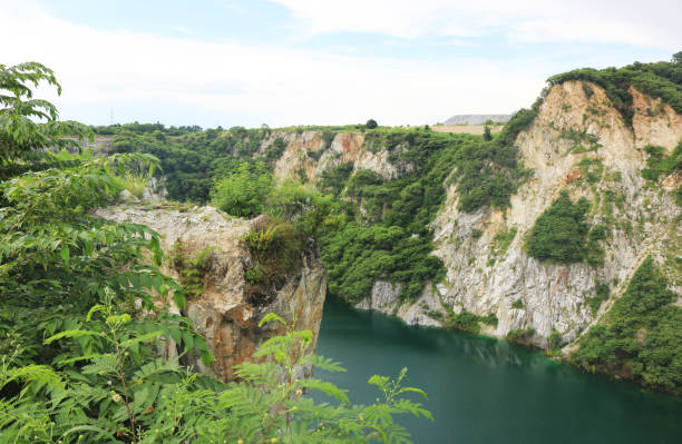 istock Rock canyon lake sky background. 2037604710
