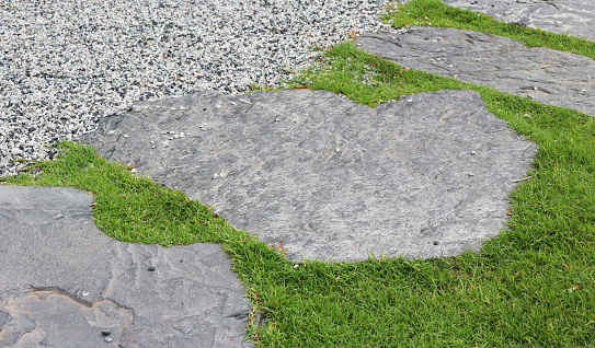 Landscape walkway stone material.