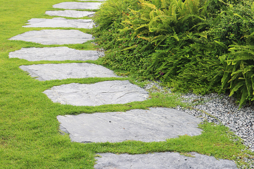 Landscape stone walkway pattern background.