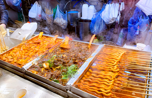Seoul, South Korea - ‎‎‎January 17, 2019 : Korean Street Food At Night Market In Seoul.
