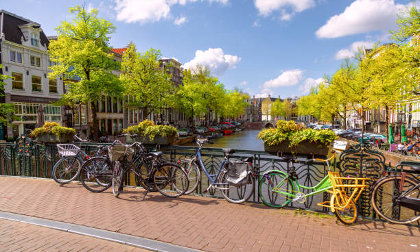 istock Bicycles parked on a bridge in Amsterdam 2037642603
