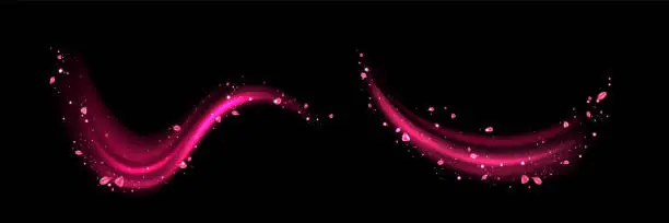 Vector illustration of Set of pink swirls with flower petals