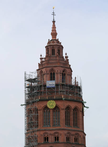 Mainz, Germany-March 30,2015:Tower of The Mainz Cathedral under renovation