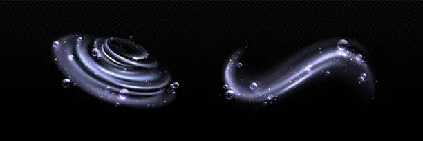 Vector illustration of Set of water swirls with bubbles