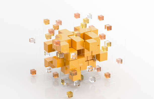 Abstract futuristic innovation business technology background with isometric 3d cube. 3d rendering.