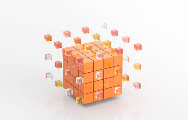 istock Abstract futuristic innovation business technology background with isometric 3d cube. 3d rendering. 2037739269