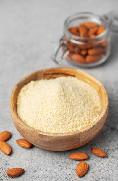 istock Fresh almond flour in a  bowl and almonds 2037774419