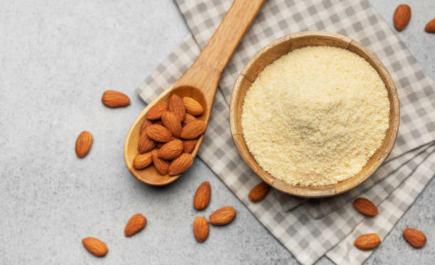 istock Fresh almond flour in a  bowl and almonds 2037774428