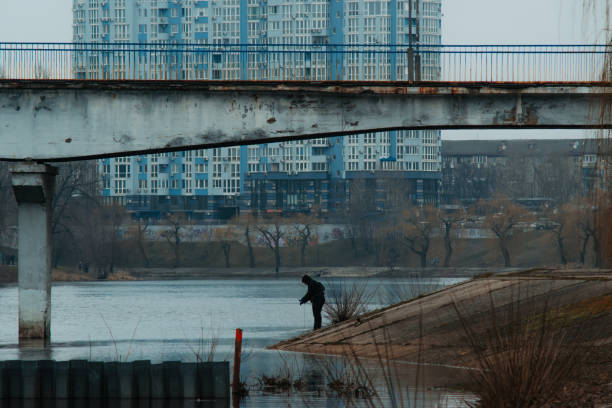 Rusanivka in the fog, Kyiv, February 2024
