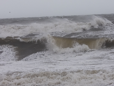 The huge waves of the sea are on storm day