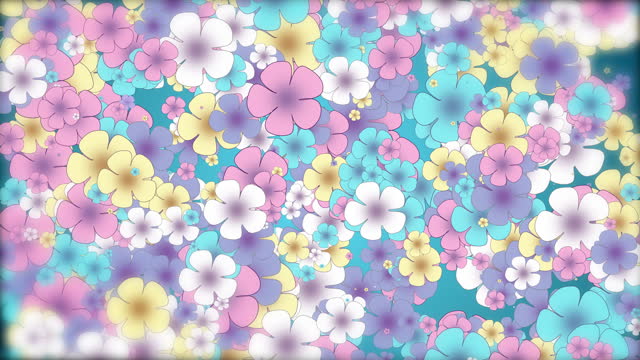 Colorful floral background. Movement of small flowers. Spring looped animation.