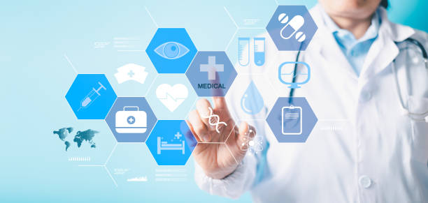 istock Medicine doctor hand working with modern computer interface as medical concept. Pandemic develop people awareness and spread attention on their healthcare in hospital and health insurance business. 2037851725