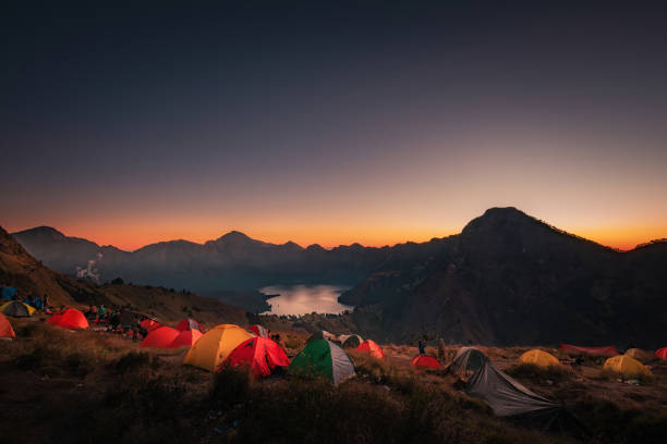 istock Sunset at the Base camp of Rinjani volcano 2037878002