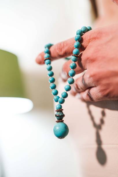 Close up to colorful natural stone bead jewelry
