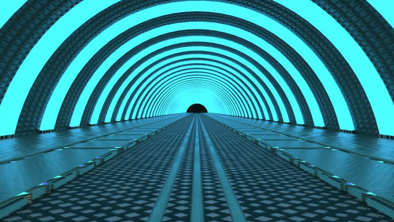 Velocity Through the Future: Blue Illuminated Techno Tunnel