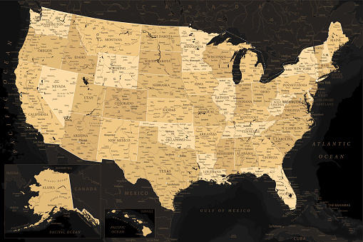 United States - Highly Detailed Vector Map of the USA. Ideally for the Print Posters