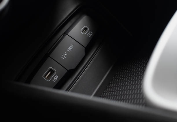 istock Interior socket block, USB, 12V, 180W of passenger car close-up 2037965258