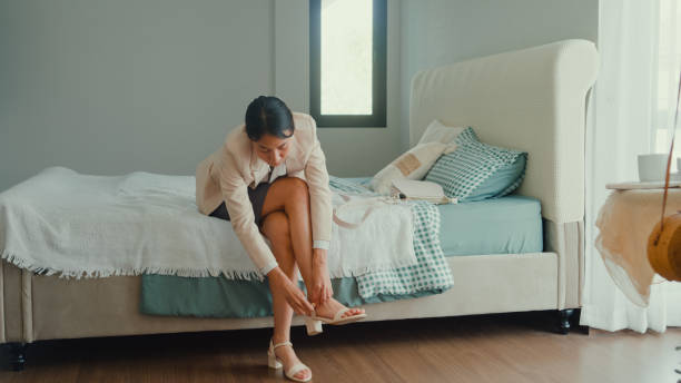 Close up of woman legs and stiletto