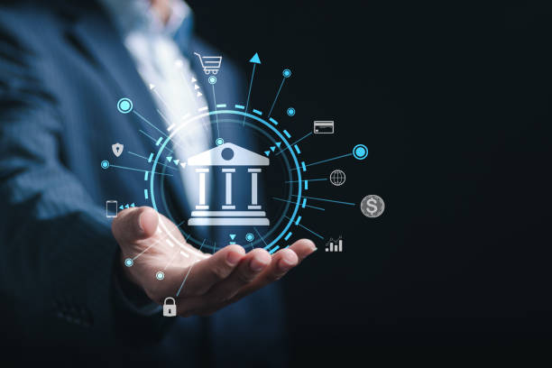 istock Online banking concept. Businessman holding online banking digital technology, payment for shopping and digital technology business, Finance and banking network. 2038018355