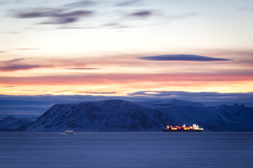 Arctic landscape with cloudy sky.
Hammerfest - Norway.