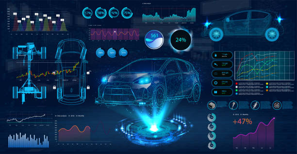 istock Car service in the style of HUD. Virtual graphical interface UI HUD Autoscanning 2038034365