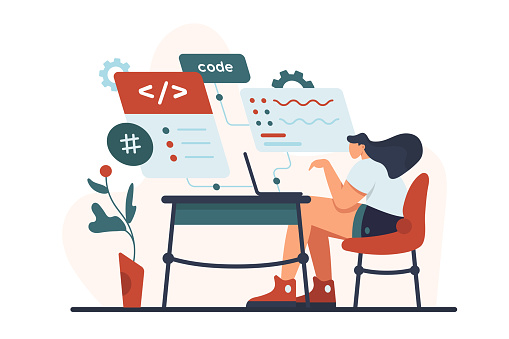Software Backend Development Work Process With Program Code By ...