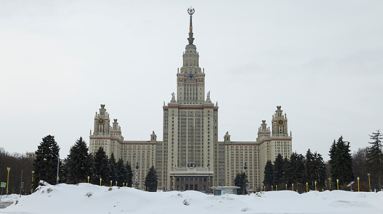 Moscow State University skyscraper in winter