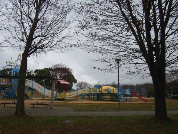istock Scenery of the park on a rainy day 2038108543