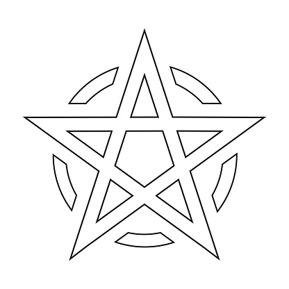 Logo of a five-pointed star in a circle isolated on a white background