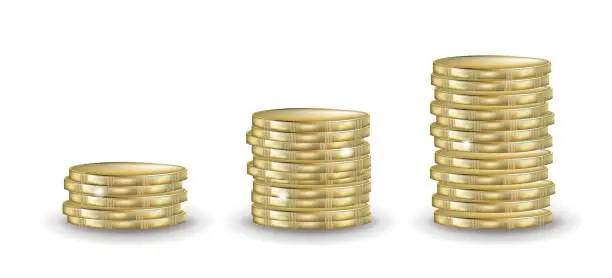 Vector illustration of Stack Of Coins With White Background