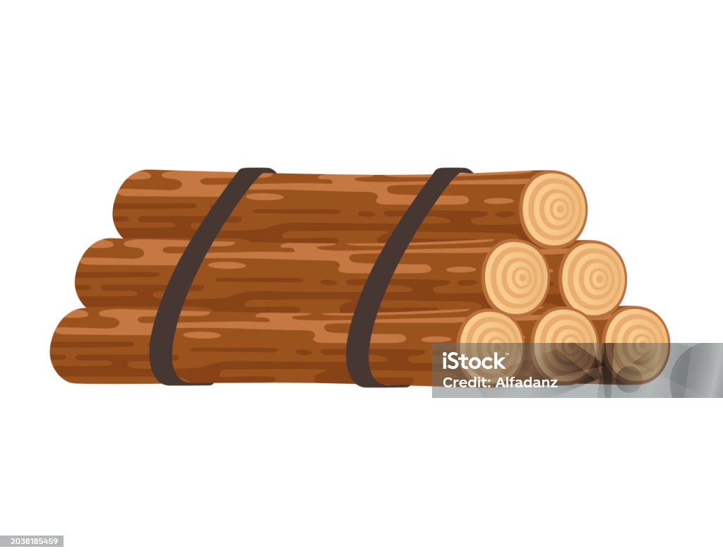 Log Stack Cartoon Pile Stack Of Wooden Log Vector Illustration Isolated On White ...