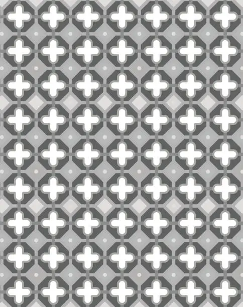 Vector illustration of Tradition Geometric Repeat Pattern - Black and White