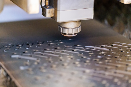 Close-up of the CNC laser cutting machine