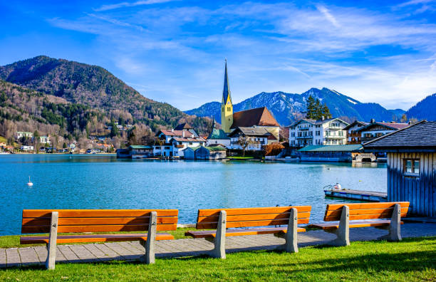 landscape at rottach-egern - lake tegernsee - tegernsee lake tegernsee lake mountain 뉴스 사진 이미지