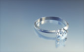 Single Stone Diamond Ring on blue gradient background