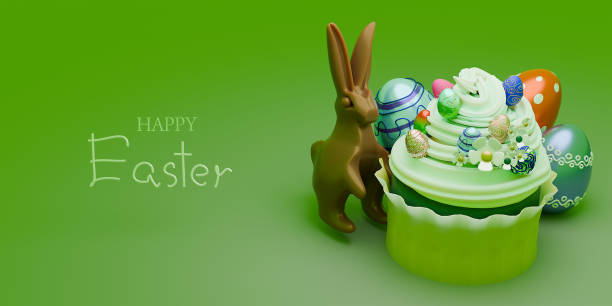 istock Happy Easter holiday banner. Greeting banner. 3d render. 2038279578