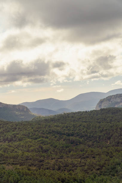 Beautiful landscape with mountains on a cloudy morning.