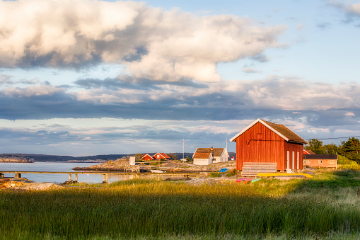 Evening on the beautiful Island of Herføl, Hvaler in Norway, looking from Tøfte towards Andholmen