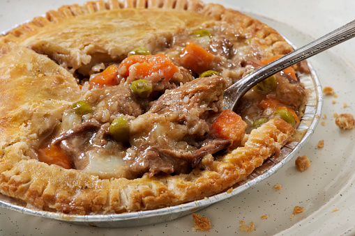 Individual Beef Pot Pie with Gravy, Peas, Carrots and Potatoes