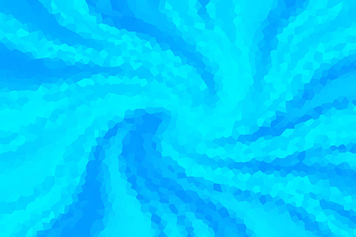 Abstract low poly mosaic style swirl background in blue colors.